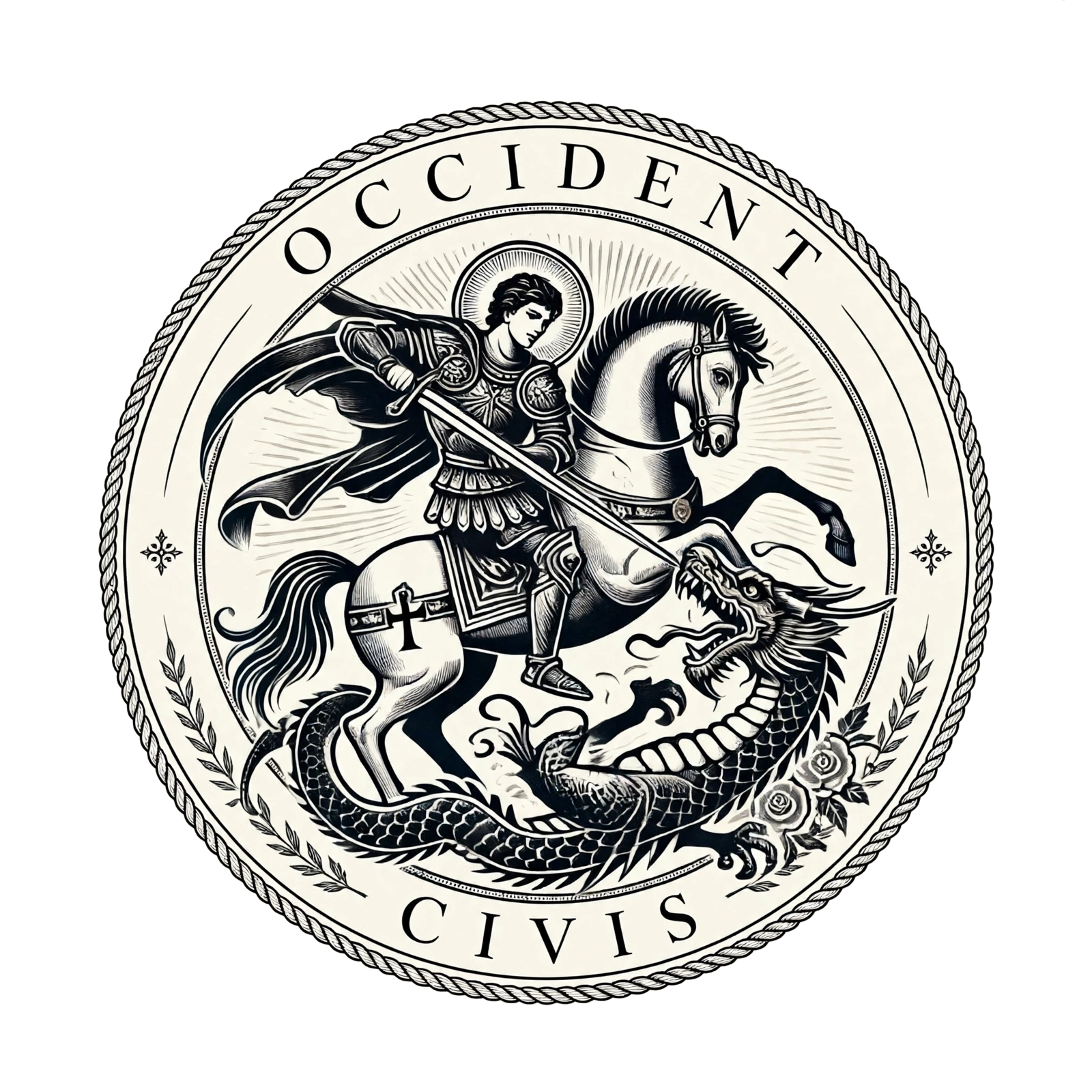 Saint George slaying the dragon, the seal of Occident Civis Capital